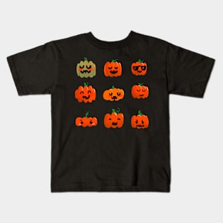 Cute Jack-o'-lantern Pumpkin Pattern Funny faces Kids T-Shirt